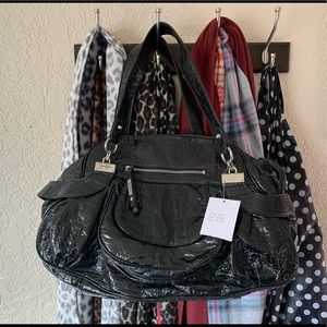 Jessica Simpson Alibi Black PVC Large Satchel Bag